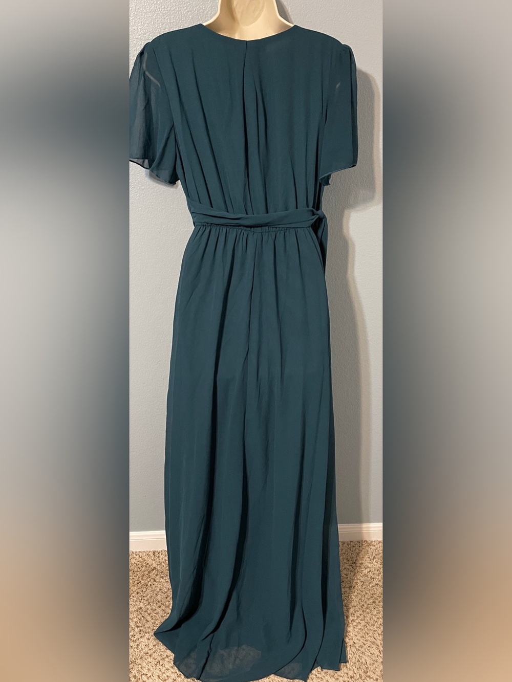 Baltic Born Teal Maxi Dress Flutter Sleeve Tie Waist Formal Boho Party Medium - Picture 5 of 9
